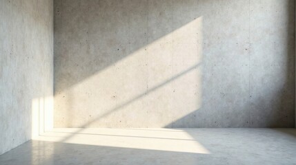 Sunlit Empty Room with Concrete Walls and Floor, Ideal for Design and Architectural Presentations
