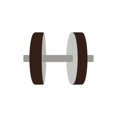 flat design of dumbbell with dark brown weight plates and a grey bar, outlined in dark brown.
