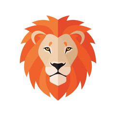 Majestic lion face icon flat design minimalist style fierce animal emblem vector