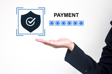 Payment pin password concepts for security, financial transaction, and online banking themes. This...