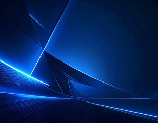 Abstract blue digital art piece with geometric shapes and lines