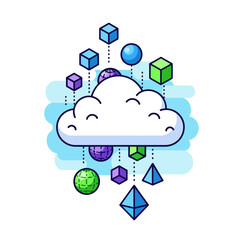 Cloud Computing Concept with Geometric Data Icons