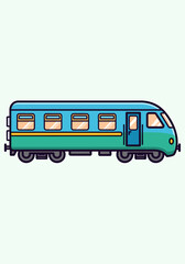 Colorful Passenger Train Vector Illustration