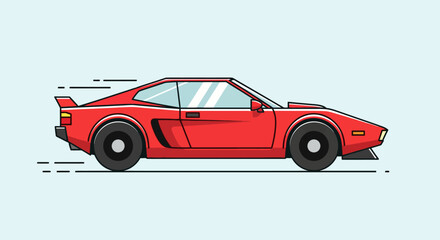 Red Sports Car Side View Cartoon Vector