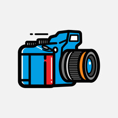 Modern DSLR Camera Icon with Bold Colors