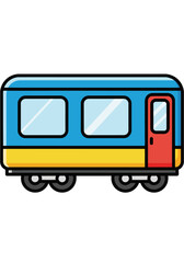 Colorful Train Car Side View Illustration Icon
