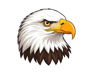 Fototapeta premium Cartoon-styled, majestic bald eagle head against a white backdrop