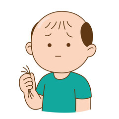 Young man was hair loss and balding, illustration cartoon on white background
