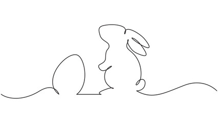 Minimalist Easter Design: Continuous Line Drawing of a Rabbit and Easter Egg