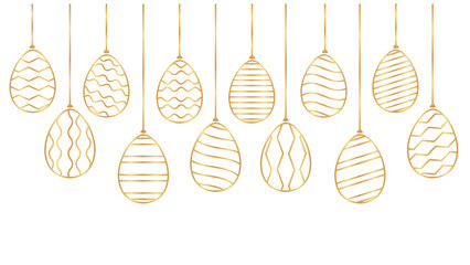 Elegant Easter golden eggs hanging, perfect for a festive spring celebration