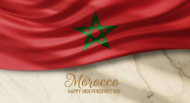 Morocco Independence Day: Flag and Marble Background Celebration. - Powered by Adobe