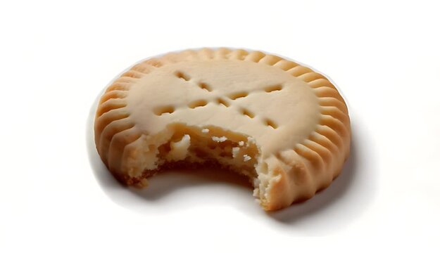 Shortbread Cookie Bite: Round Delicacy on White