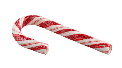 Red and white candy cane clipart isolated on transparent background high resolution PNG festive Christmas sweet treat graphic for holiday design branding and social media
