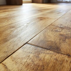 Close-up of a wooden floor with visible grain and texture details.