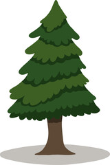 Tall Spruce Pine Tree Illustration Flat Minimalist Style