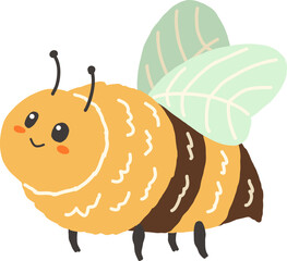 Cute Bee Woodland Animal Illustration Flat Minimalist Style