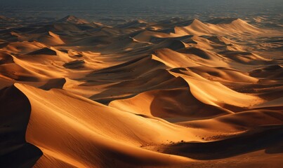 Golden Hour Desert Dunes - A Breathtaking Landscape of Sand and Light.
