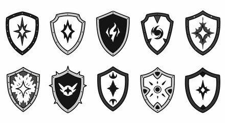 Shield emblems set with transparent background