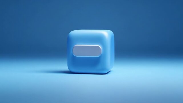 A Smooth, Glossy Blue Cube Featuring a Central Toggle Switch in a Minimalistic Setting, Capturing Immaculate Design and Aesthetic Appeal Under Soft Lighting.
