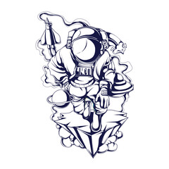 astronaut run illustration unique pose