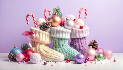 Stuffed Knit Stockings in Pastel