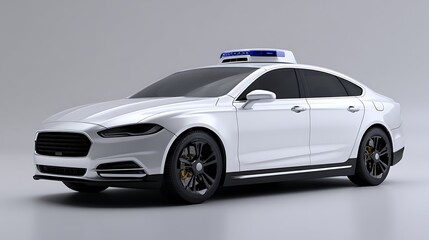 driverless car on white background. Front side view. Selective focus