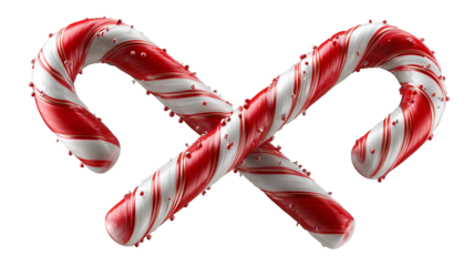 Two festive candy canes crossed in X shape high resolution PNG Christmas sweet treat clipart for seasonal holiday design branding invitations and social media
