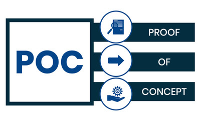 POC - Proof of Concept acronym. business concept background. vector illustration concept with keywords and icons. lettering illustration with icons for web banner, flyer