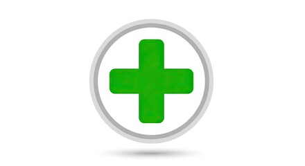 Fototapeta premium Vibrant green cross symbol within a clean, modern circular frame, representing health, wellness, and positive care solutions.