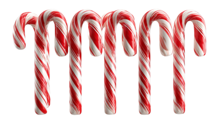 Sweet striped candy canes isolated on transparent background high resolution PNG festive Christmas symbol for holiday design branding and social media