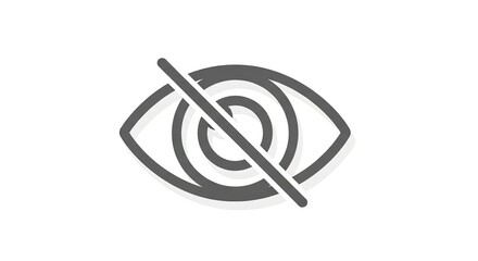 Icon representing blindness, privacy, or unseen information, a stylized eye crossed out in dark gray on a white background, symbolizing restricted access or hidden data.