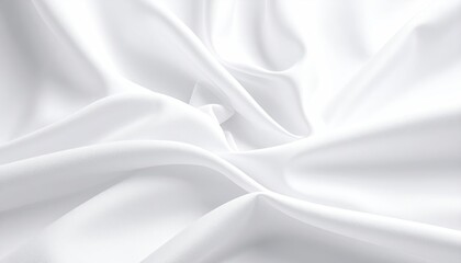 Obraz premium Delicate White Satin Fabric Folds and Waves with Subtle Texture and Soft Natural Lighting Elegant Flowing Textile Background