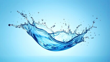Dynamic Blue Water Splash Frozen In Motion Against A Light Blue Gradient Background With Soft Lighting And Subtle Texture