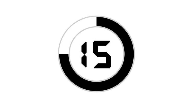 real Countdown timer animation. Sleek and stylish 20 second modern flat countdown animation  smooth timer from 20 to 0 seconds with transparent background and full alpha channel support.