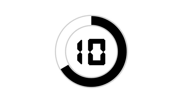 real Countdown timer animation. Sleek and stylish 15 second modern flat countdown animation  smooth timer from 15 to 0 seconds with transparent background and full alpha channel support.