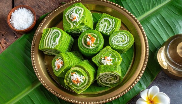 Filipino Ginataang Bilo Bilo Sweet Dessert Sticky Rice Balls in Coconut Milk Soup Rich Creamy Texture Served on Banana Leaf with Shredded Coconut Topping