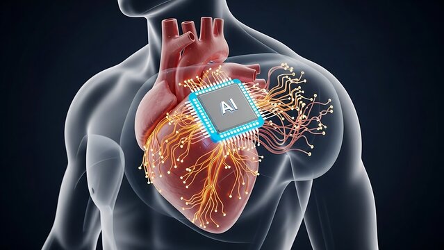 Artificial intelligence heart anatomy concept depicting healthcare technology