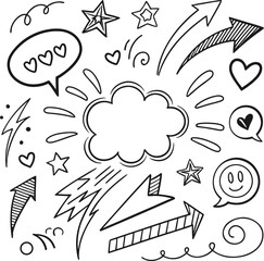 Hand drawn doodle elements sketchy lines arrows handdrawn
