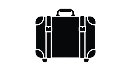 Classic vintage suitcase silhouette with straps and buckles for travel and transport silhouette