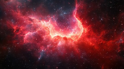 Obraz premium Cosmic Nebula, vibrant red, swirling galaxy. Possible stock photo use