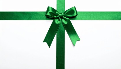 Green Ribbon on White Background