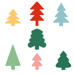 Fototapeta premium colorful set of Christmas Trees. perfect for decoration background