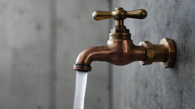 Nahaufnahme eines alten Wasserhahns mit flie&szlig;endem Wasser