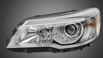 Obraz premium Modern Automotive Headlight Assembly Isolated on Dark Background for Auto Parts or Repair