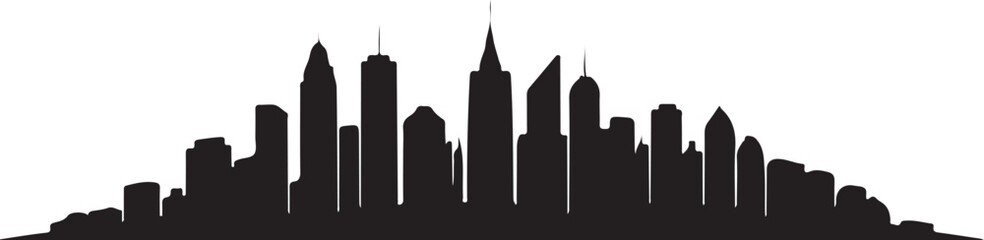City Skyline Silhouette Vector | Urban Building Illustration