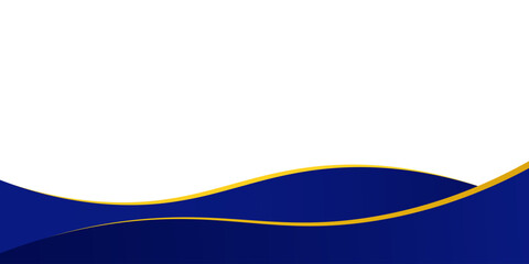 Elegant blue and gold wave background with a modern, minimalist design, perfect for banners, presentations, or business templates. vector illustration