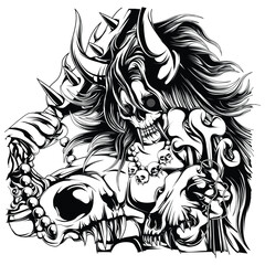 horror red satan and weapon