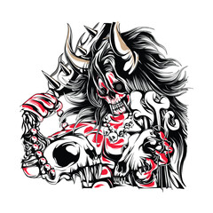 horror red satan and weapon