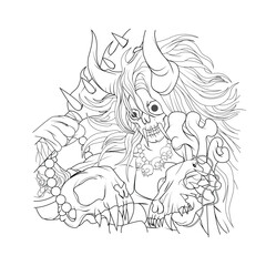 horror red satan and weapon