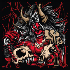 horror red satan and weapon